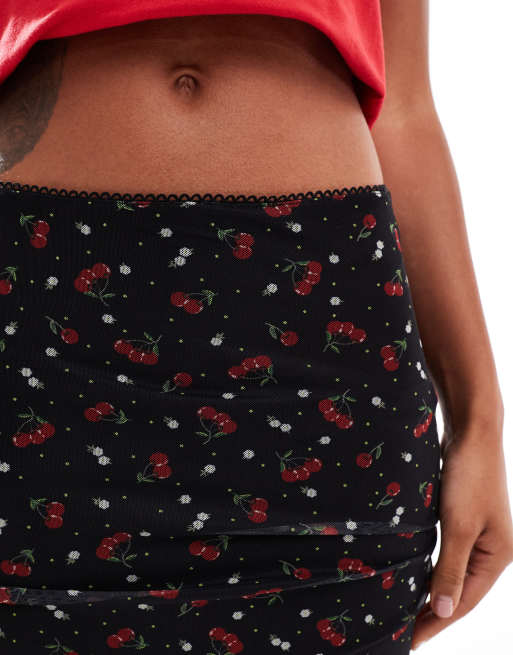 Daisy Street - Maxinederdel med kirsebærprint i mesh, 4 af 5