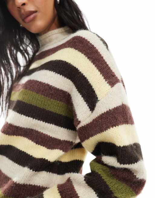 Daisy Street – Mehrfarbig gestreifter Pullover mit Rollkragen und Bund, 3 von 4