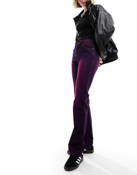 Only high waisted wide leg jeans in purple