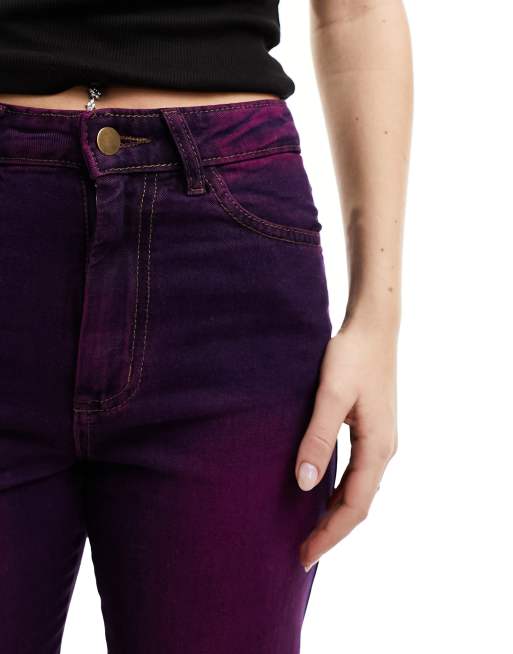 Daisy Street mid rise straight leg jeans in two tone purple