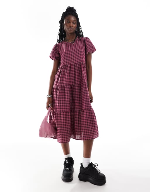 Short sleeve gingham dress shop