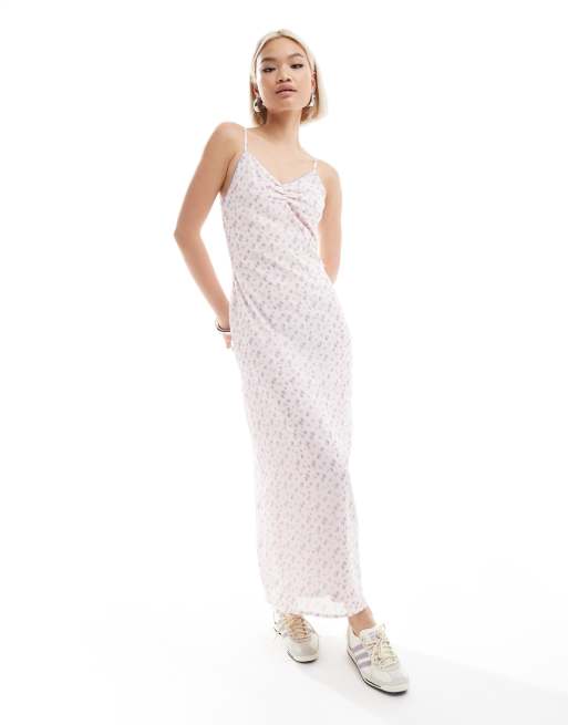 Daisy Street – Midaxi-Trägerkleid in Hellrosa mit Vintage-Blümchenmuster