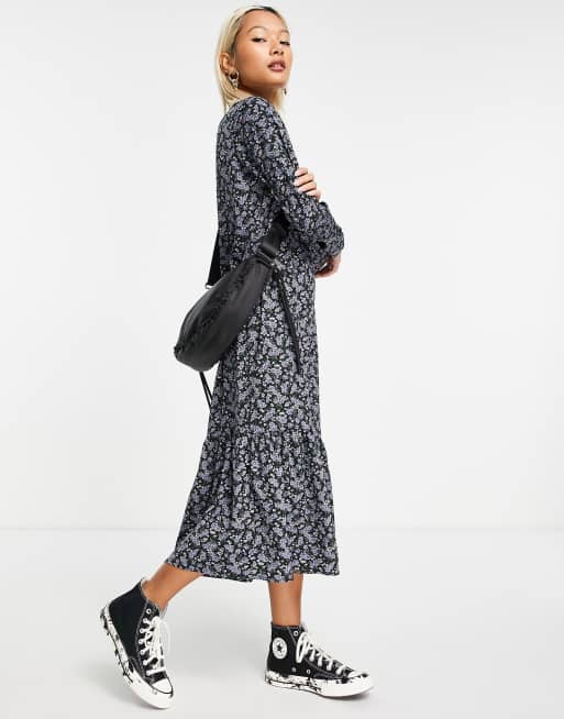 Daisy Street – Midi-Hängerkleid mit Blümchenmuster in Blau
