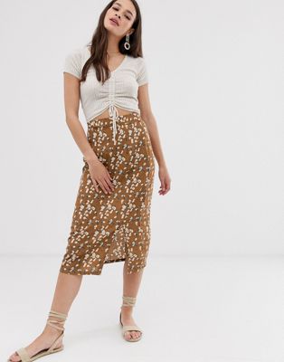 Daisy Street midi skirt in ditsy floral print | ASOS