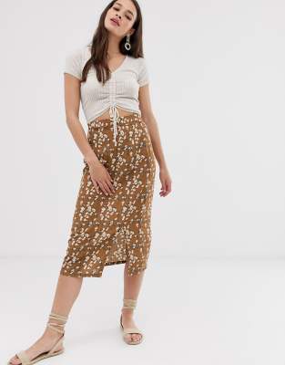 Daisy Street midi skirt in ditsy floral print | ASOS