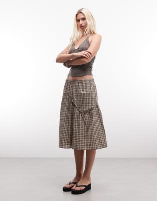 Daisy Street Midi Skirt With Ruffle Detailing In Multi