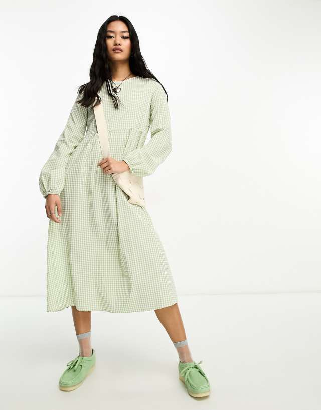 Daisy Street - midi smock dress in green floral