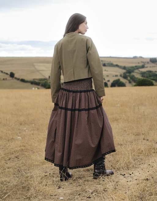 Daisy Street military style fitted jacket with eyelets in khaki, 4 of 4