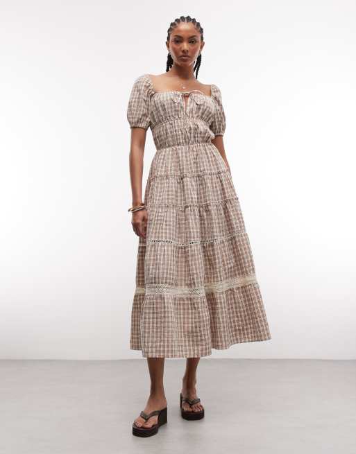 hutch daisy midi dress Hutch White Daisy Floral Midi Dress SIZE 12 Apron Designer Cottage Sundress  $370