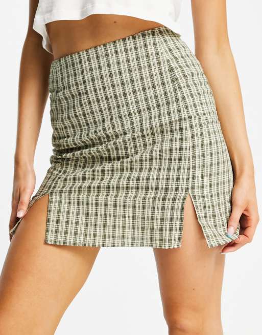★MUCENT★ Stride Set-up Check Mini Skrit Flirt Alert Plaid Lace-Up Mini Skirt | Windsor
