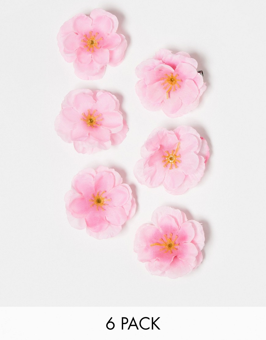 Daisy Street mini flower hair clips in pink
