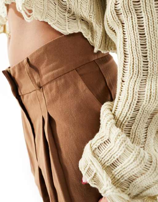Daisy Street mini pleated skirt in tan brown, 2 of 5