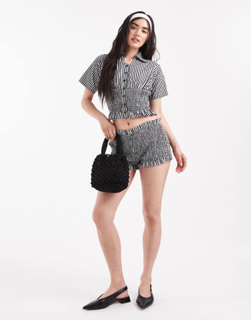 Daisy Street mini shorts in black gingham - part of a set, 3 of 5