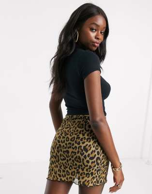 animal print hem skirt