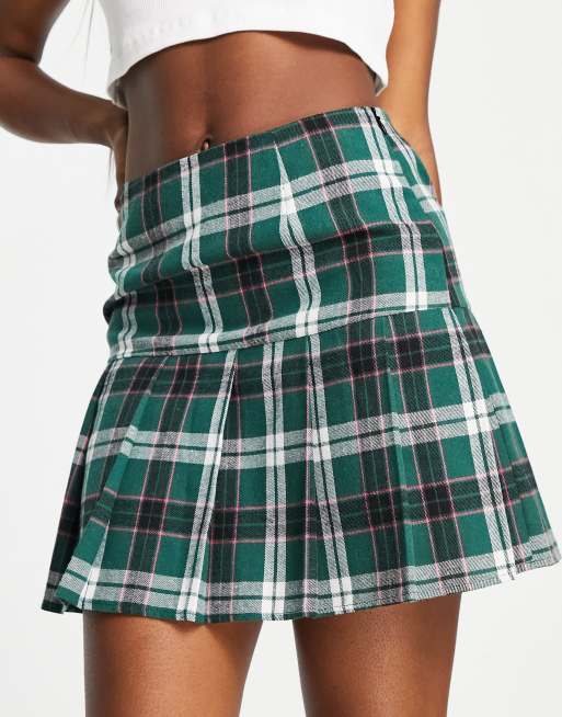 Daisy Street mini skirt with pleated hem in 90s check, 3 of 4