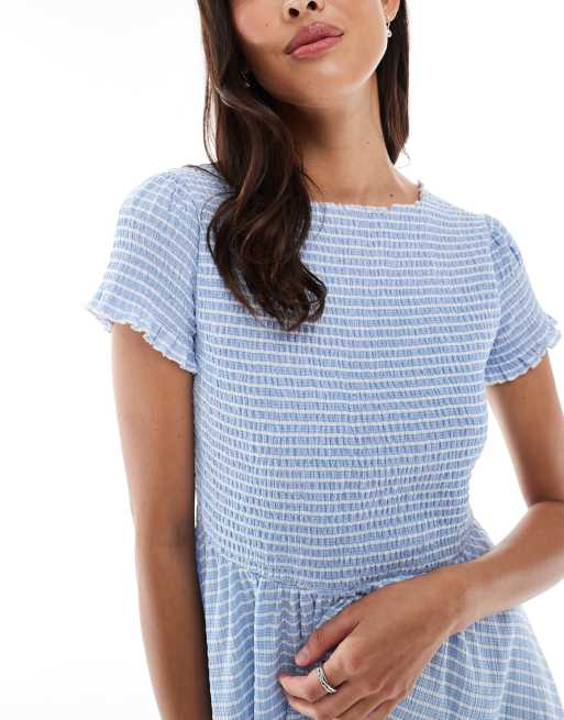 Daisy Street mini smock dress in blue check, 3 of 4