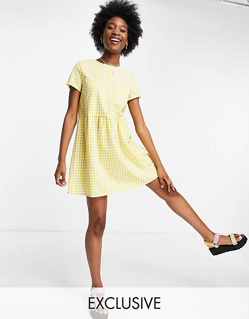 Exclusives Daisy Street mini smock dress in gingham 