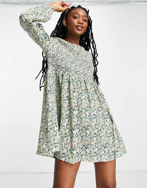 Daisy Street mini smock dress in vintage ditsy floral ASOS