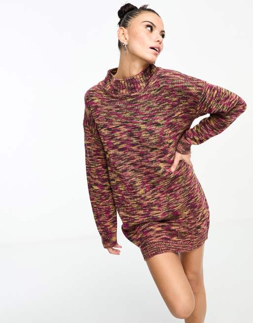 Daisy Street - Mini trui-jurk met col in space-breisel