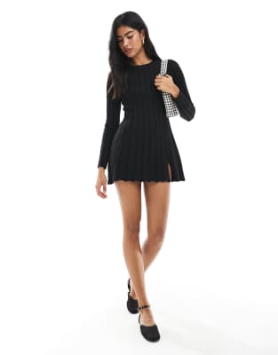 Daisy Street - Minikleid aus Rippstrick in Schwarz