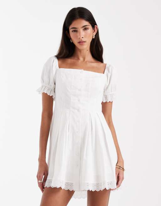 Daisy Street – Minikleid in Weiß mit eckigem Ausschnitt und Korsett-Design, 2 von 4