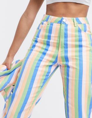 rainbow striped mom jeans