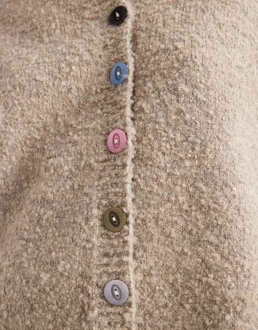 Daisy Street multi colored button down cardigan in oat heather, 4 of 4
