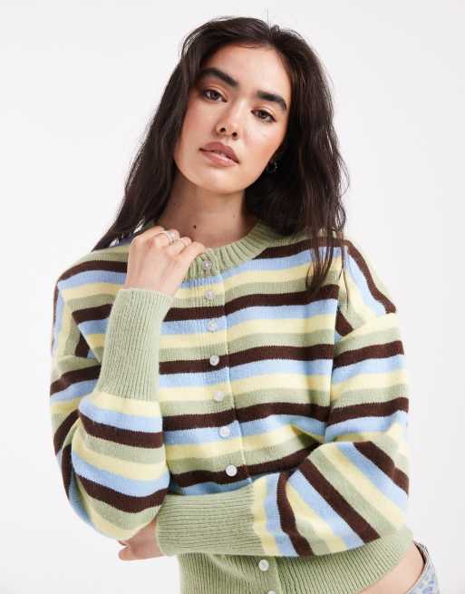 Daisy Street - Multifarvet cardigan med tætsiddende talje og striber, 2 af 4