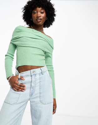 Cropped jumper outlet off shoulder