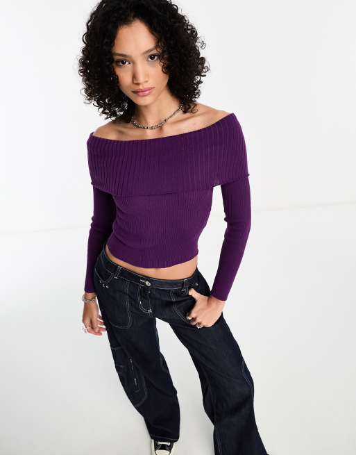 Purple off discount the shoulder top