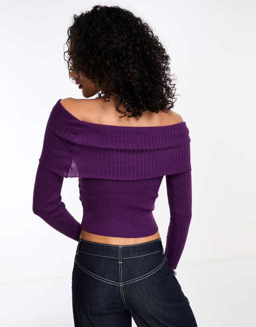 Dark purple off the shoulder top hot sale