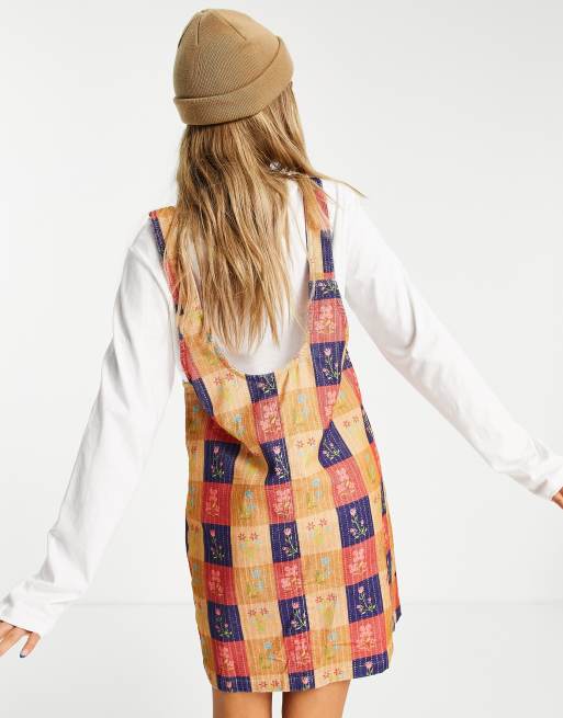 Daisy Street - Overalls-kjole med tern og blomstermønster i fløjl, 2 af 4