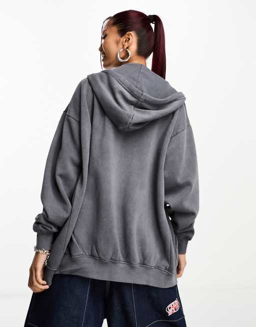 Daisy Street overdye gray zip hoodie with Michigan graphic, 2 of 4