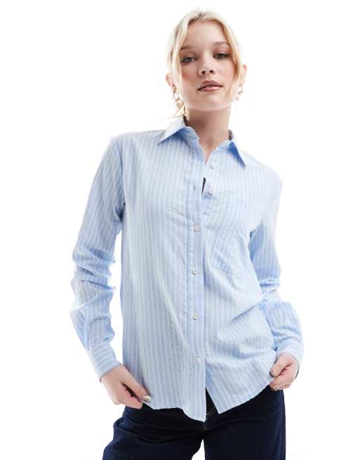 Daisy Street - Overhemd met krijtstreep in blauw