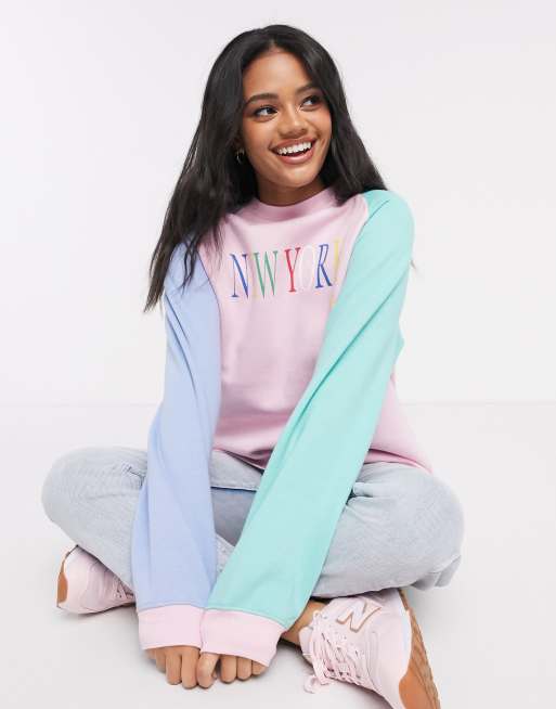 Bolivia Embajadashops Daisy Street Oversized Colour Block Raglan Sweatshirt With Vintage New York Print Nike Air Max 90 Black Metallic Silver