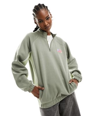Daisy Street oversized funnel neck sweatshirt with flag embroidery