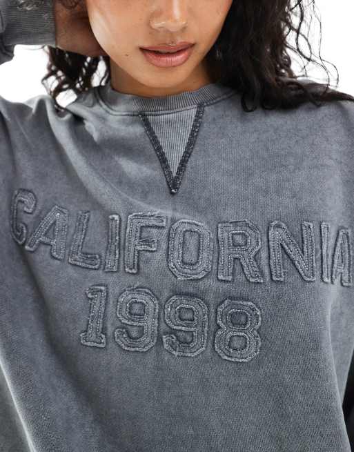 Daisy Street oversized graphic sweatshirt in grey marl, 3 of 4