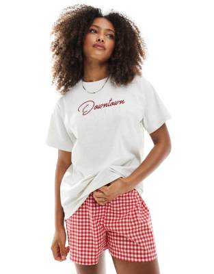 Daisy Street Daisy Street oversized graphic t-shirt in natural marl-Neutral