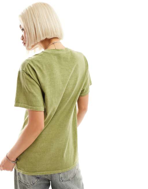 Daisy Street oversized Green Day t-shirt in washed green, 3 of 4