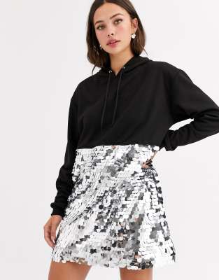 sequin hoodie dress