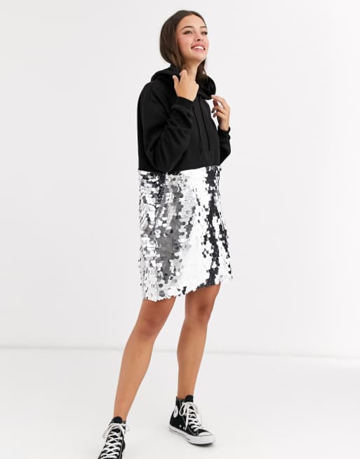 Sequin hoodie sale dress