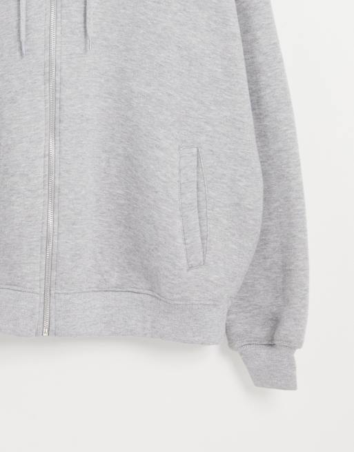 Daisy Street - Oversized hoodie met rits voor in grijs, 3 van 4