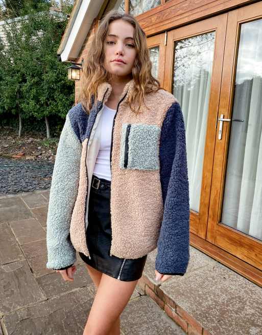 Color block fleece jacket on sale