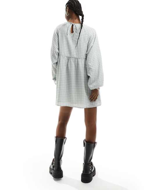 Daisy Street oversized long sleeve smock dress in washed check ASOS