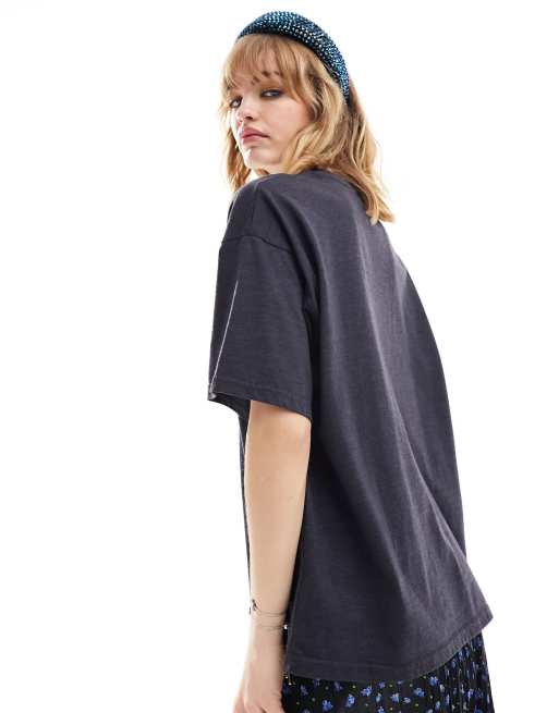 Daisy Street oversized Los Angeles graphic t-shirt in washed black, 3 of 4