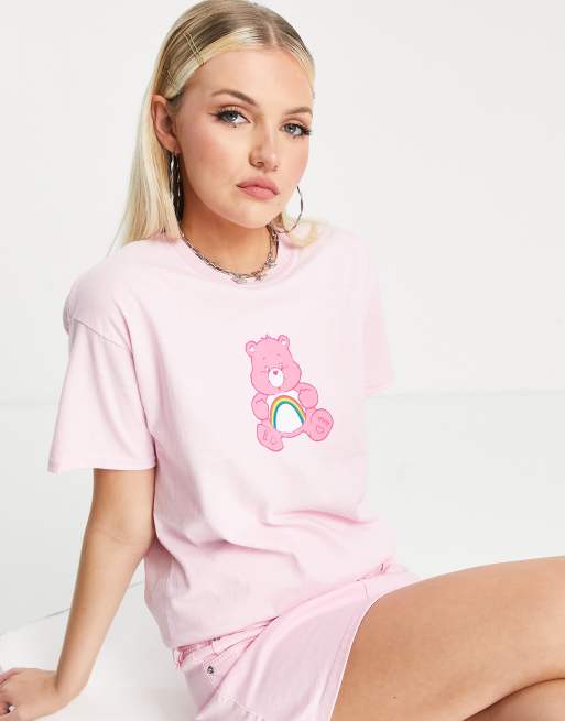 Daisy Street - Oversized lyserød T-shirt med 'Care Bear'-print, 3 af 4