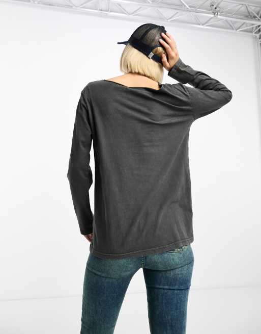 Daisy Street oversized notch neck long sleeve grunge t-shirt, 3 of 4