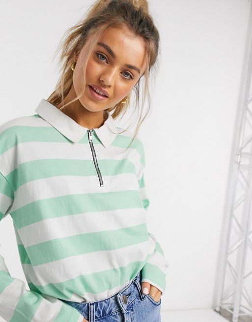 Daisy Street oversized rugby shirt in vintage stripe