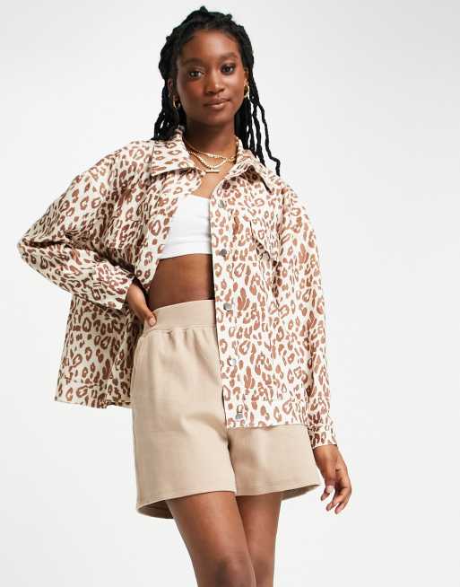 Daisy Street oversized shacket in leopard print co-ord