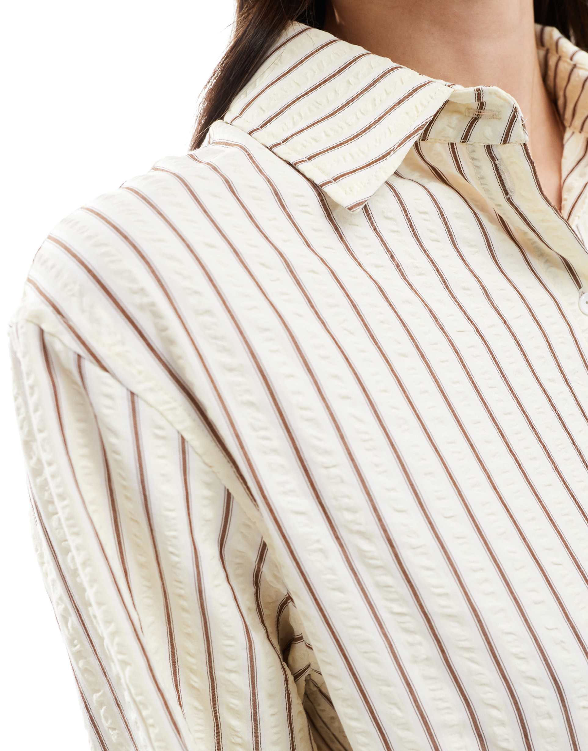 daisy street oversized shirt in multi stripe